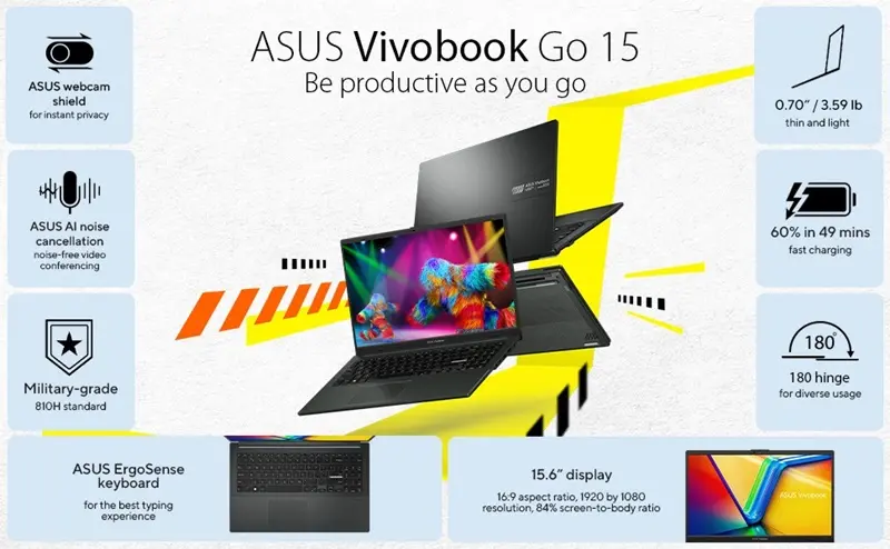 ASUS Vivobook 8GB DDR5 Laptops Under $300 for students