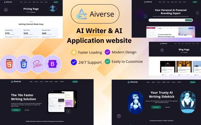 AI Writer and AI Application website HTML Template AI Writer and AI Application website HTML Template