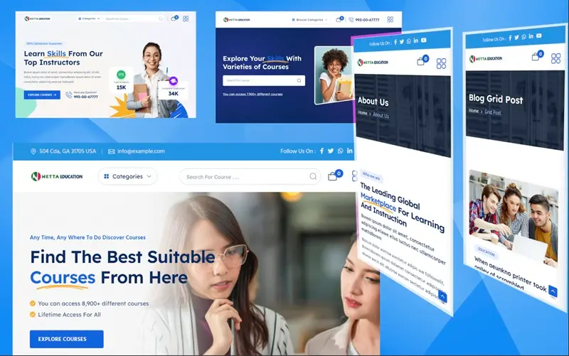 Education website template for online courses