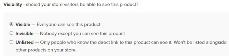 Payhip product visibility