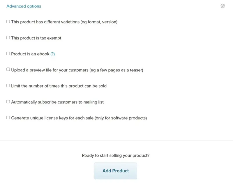 Payhip advanced options