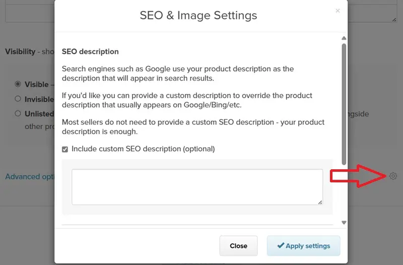 Payhip seo settings